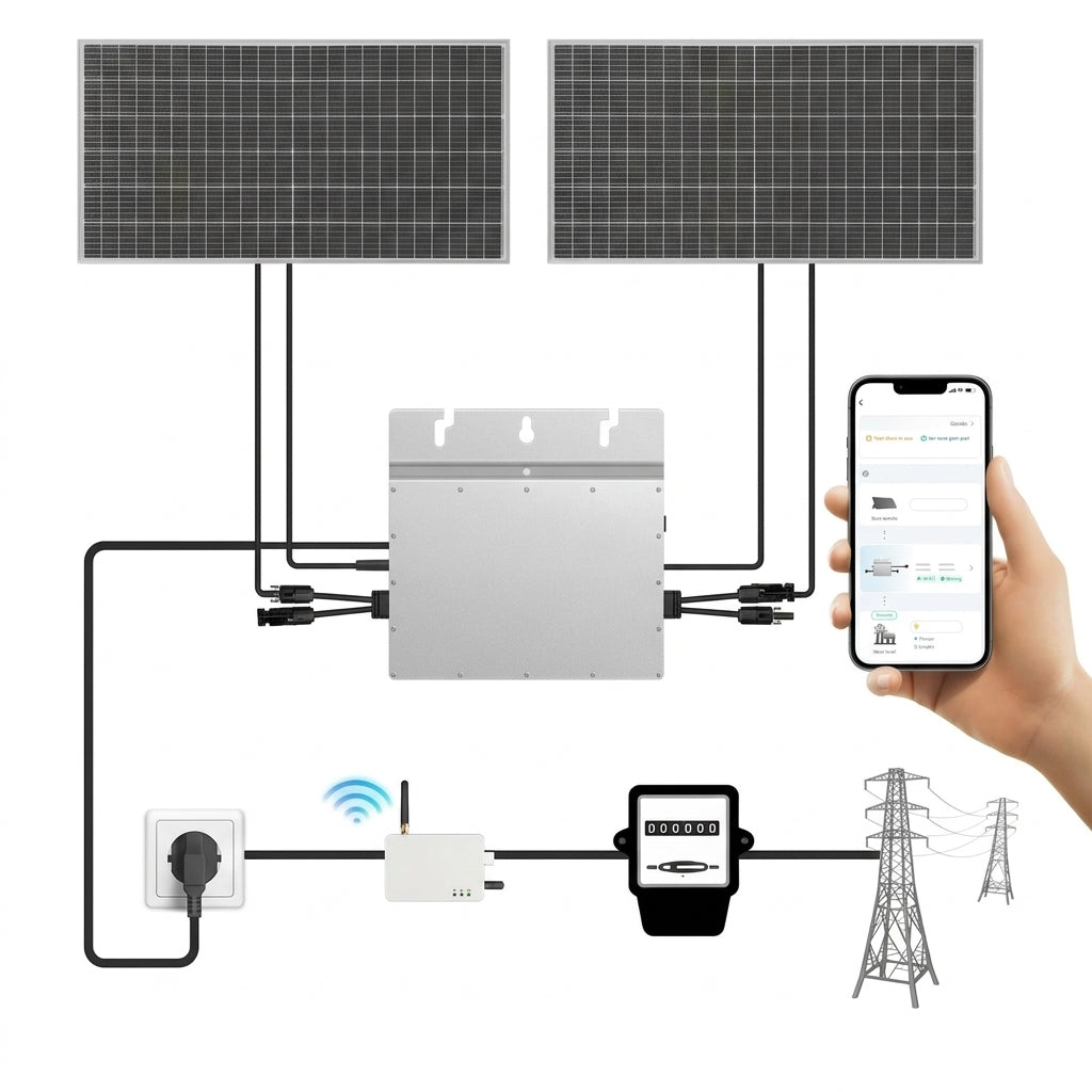 Smart Inverter Μπαλκονιού 800W WiFi με App για Φωτοβολταϊκά Πάνελ
